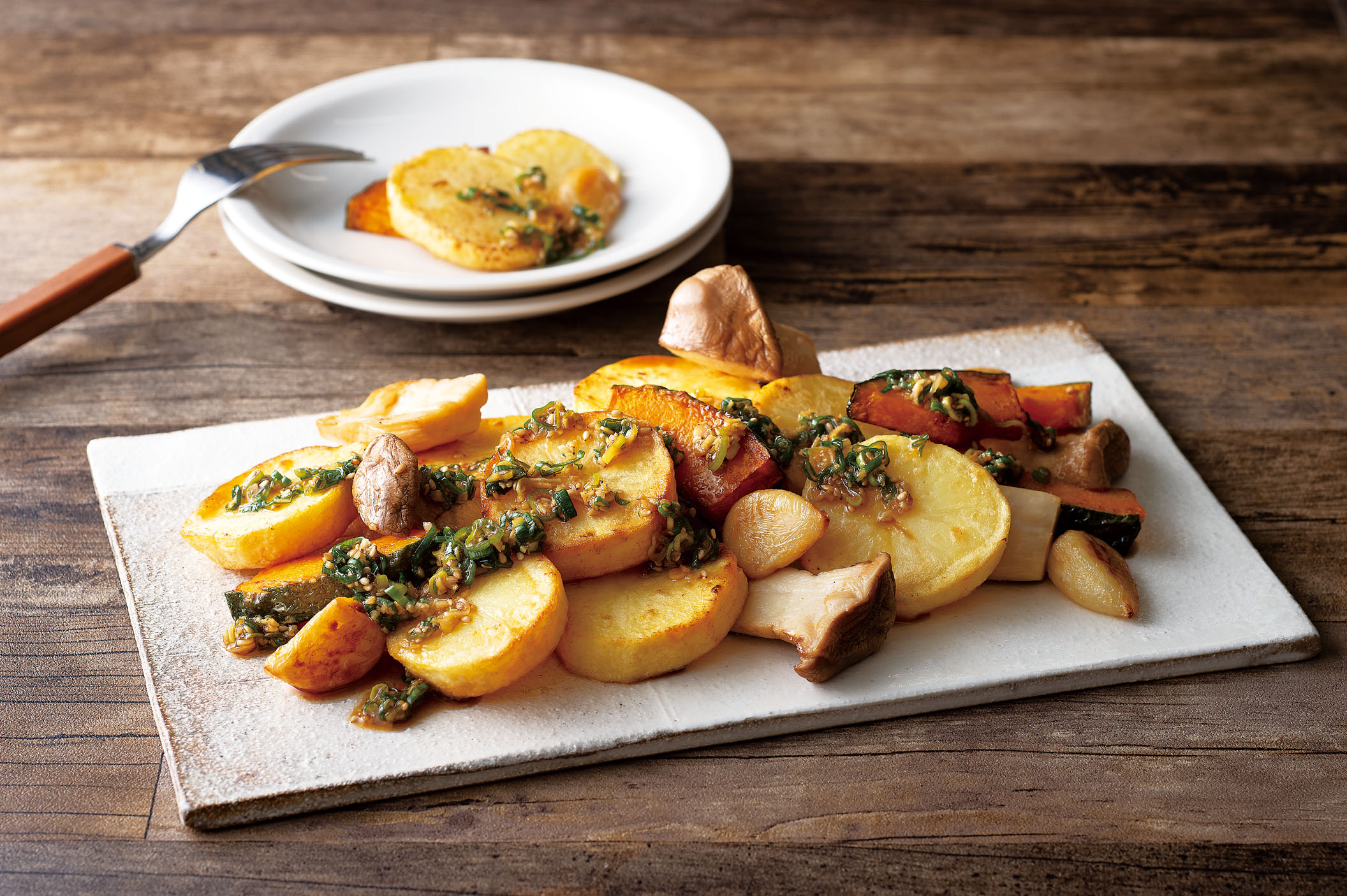 じゃがいものこんがり揚げ 香味ねぎだれのせ