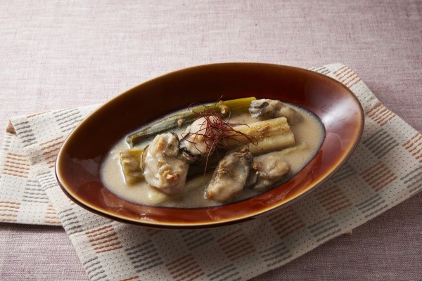 白ねぎとかきの白みそ煮