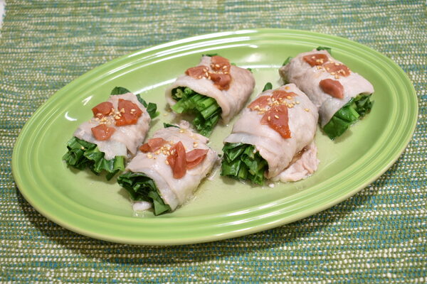 豚と小松菜のレンジ蒸し