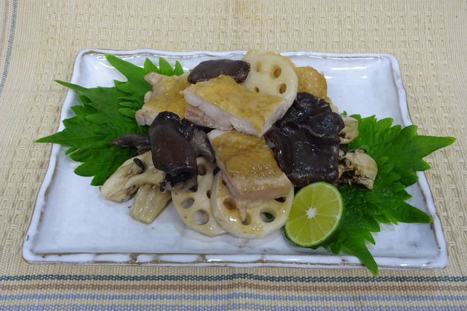 鶏肉ときのこの柚子こしょう風味焼き