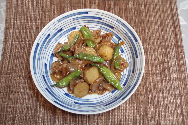 豚肉と里いもの中華風炒め