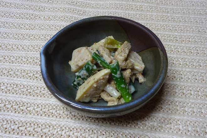 たけのこと九条ねぎのクリーミーごま和え