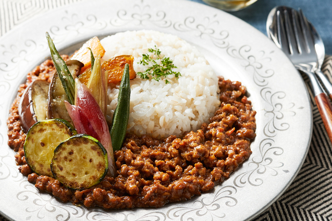 大豆のお肉のスパイシーキーマカレー