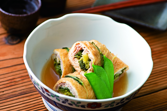 九条ねぎと水菜の信田巻き