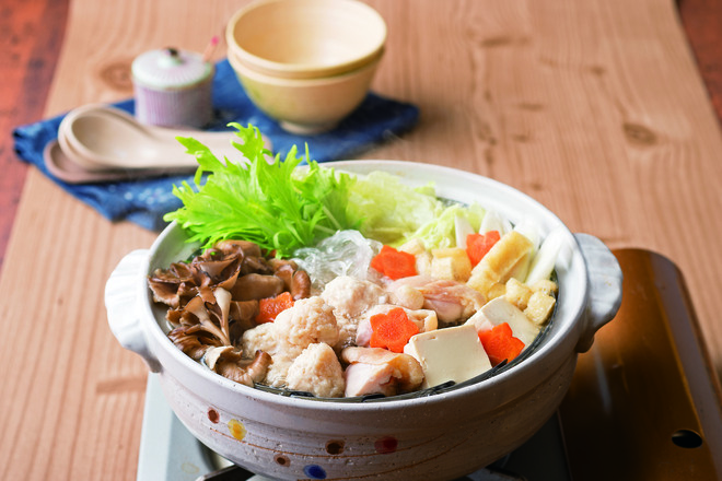 まいたけの焼きあごだし鍋