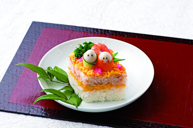 ひな祭りのひし餅風ちらし寿司