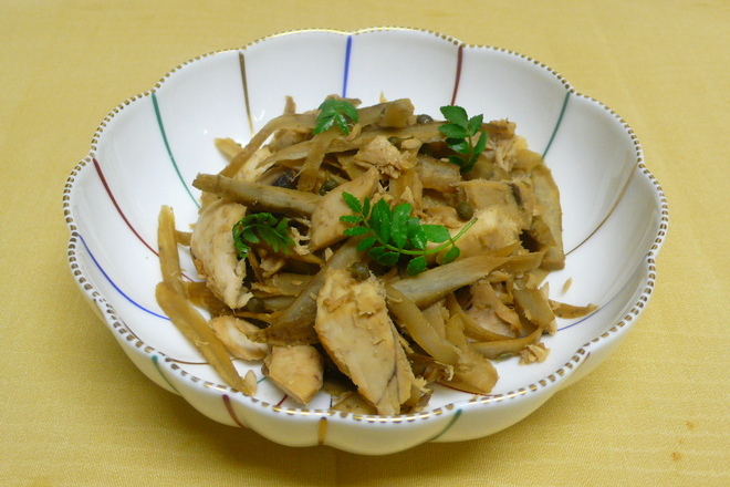 とんぼ節とごぼうの山椒煮