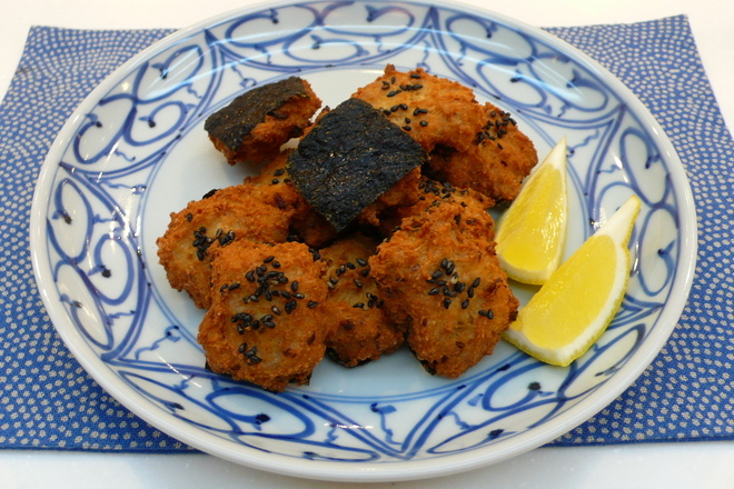 豆腐と挽き肉の磯辺揚げ