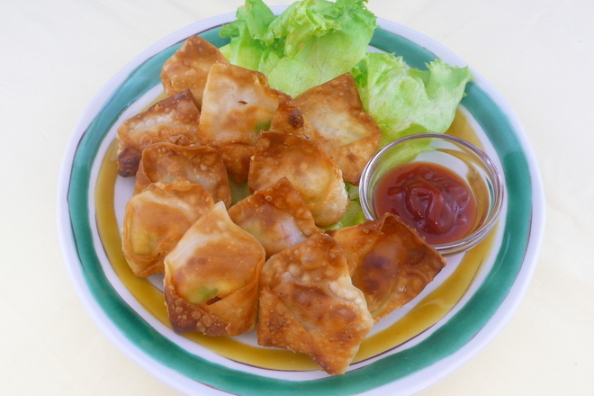 スパムの焼きワンタン