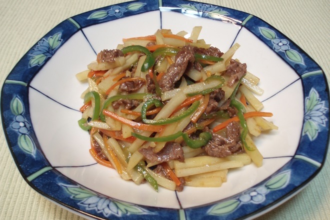 新じゃがの中華風炒め